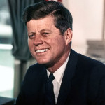 John F. Kennedy, 36th President of the United States, photographed on July 11, 1963 in the Executive Office of the White House. Photo by White House photographer Cecil Stoughton.