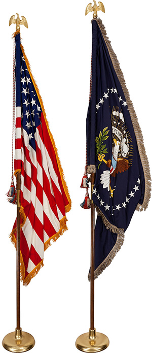 Two flags that stood in the White House Oval Office of President John F. Kennedy were auctioned by Heritage on Nov. 23, 2013 for $425,000. Image courtesy of Heritage Auctions.