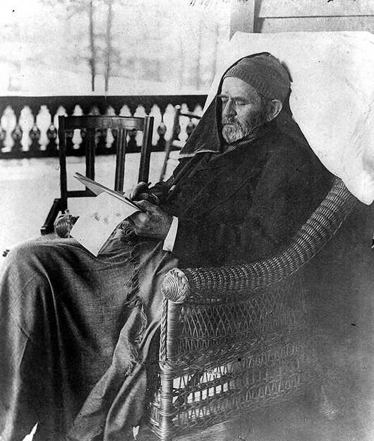 Ulysses S. Grant writing memoirs at Mount McGregor near Saratoga Springs, N.Y., in June 1885. Image courtesy of Wikimedia Commons.