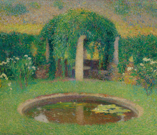 'Petit bassin près de la tonnelle sud de Marquayrol,' an oil on canvas by Henri Jean Guillaume Martin, sold for $149,000. Heritage Auctions image.