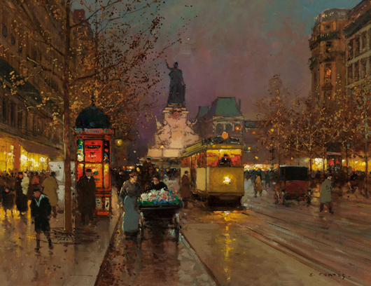 'Place de la Republique, Paris,' painted in 1918 by Edouard-Léon Cortès sold for $62,500. Heritage Auctions image.