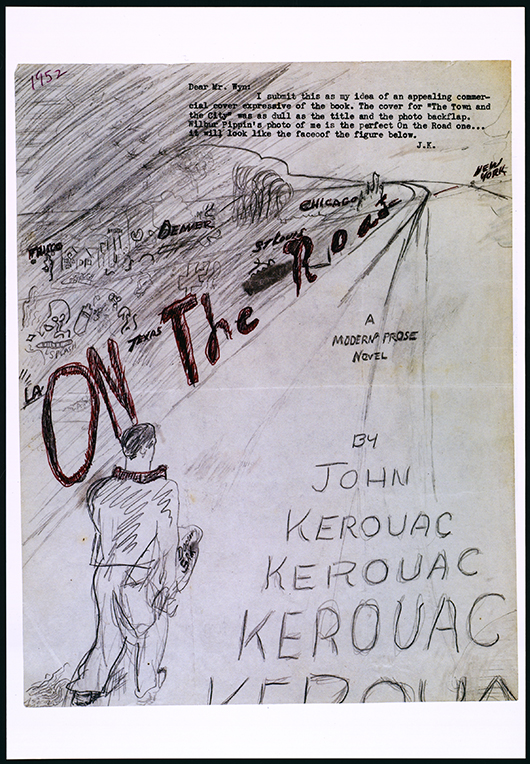 Art concept related to Ed Ruscha's artist book edition of Jack Kerouac's novel 'On the Road.' The edition was published in 2010. Image courtesy of the Harry Ransom Center.