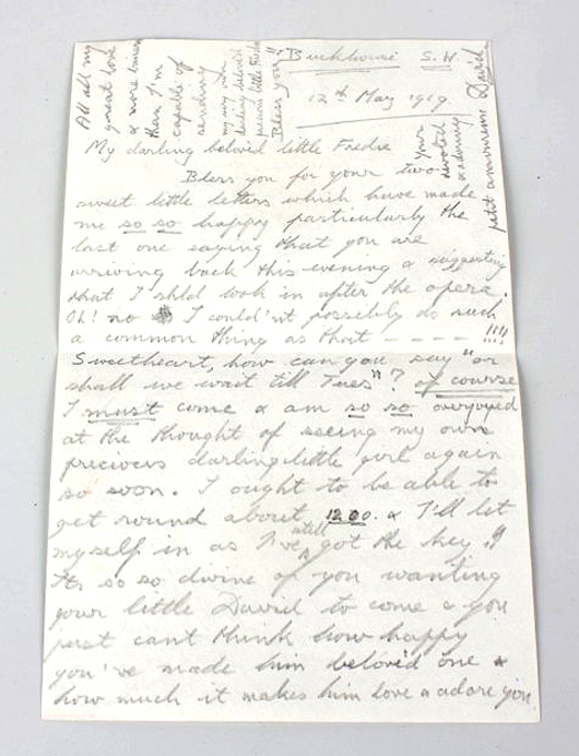 Edward, Prince of Wales wrote this letter to Fred Dudley Ward, wife of a Liberal MP, in 1919. Image courtesy of Fellows.