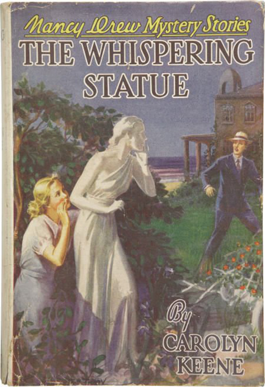Carolyn Keene, 'The Whispering Statue,' New York: Grosset & Dunlap Publishers, 1937, first edition. Signed by the author, Mildred Wirt Benson. Image courtesy of LiveAuctioneers.com Archive and Heritage Auctions.