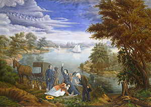 The painting by Linton Park (1826-1906) formerly know as 'The Burial' is now named 'The Exhumation.' Image courtesy National Gallery of Art, gift of Edgar William and Bernice Chrysler Garbisch.