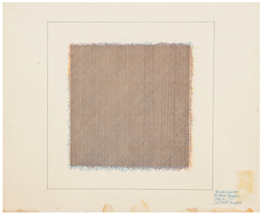 Sol Le Witt multicolored ballpoint pen drawing. Price realized: £26,040 ($42,668). Dreweatts & Bloomsbury image.