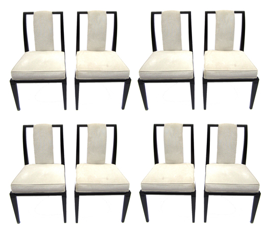 Set of eight Tommi Parzinger dining chairs. Roland Auctioneers and Valuers image.