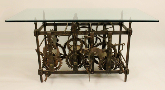 Table constructed of 18th century clockworks. Ahlers & Ogletree image.