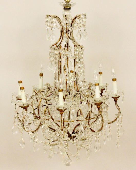 Gorgeous eight-light crystal chandelier, pulled from a prominent Atlanta estate home. Ahlers & Ogletree image.