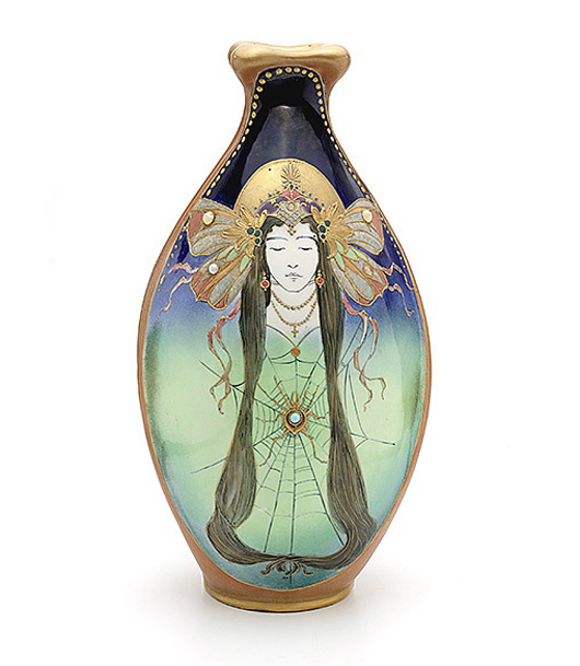 Vienna Amphora Turn Teplitz Fates porcelain vase. Price realized: $18,880. Michaan's Auctions image. 