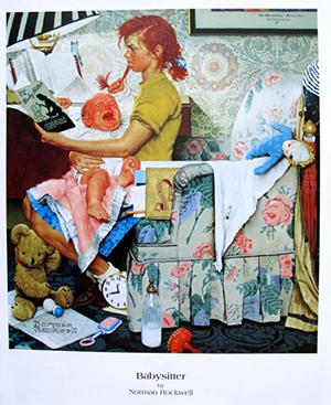 A lithograph print of Norman Rockwell's 'The Babysitter,' which appeared on the cover of the Nov. 8, 1947 issue of 'The Saturday Evening Post.' Image courtesy of LiveAuctioneers.com Archive and Artistic Findings.