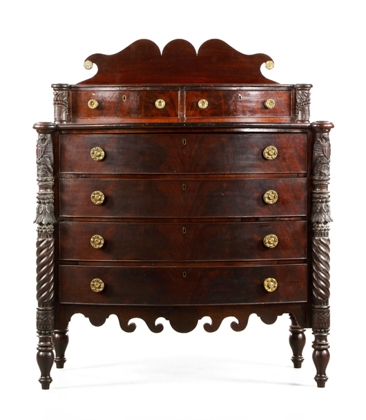 Samuel Field McIntyre mahogany Salem chest. Price realized: $5,400. Kaminski Auction image.