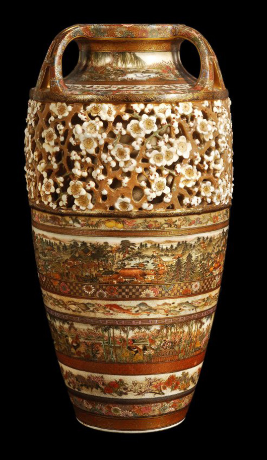 A Japanese Kinkozan Satsuma vase by Sozan, Meiji period. Price realized: £37,200 ($60,914). Dreweatts & Bloomsbury Auctions image.
