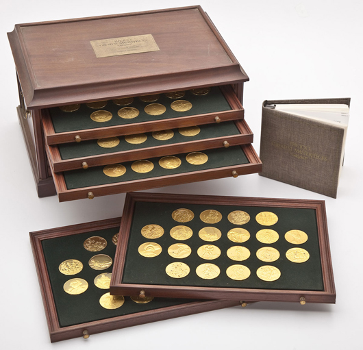 Set of 100 Greatest Masterpiece Medals. Price realized: $3,300. Cordier Auctions image.