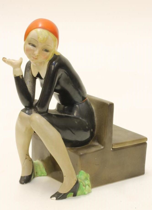 A 1930s Lenci figure, ‘Nella,’ which despite damage fetched £2,500 (£4,135) at Hartleys’ auction rooms in Ilkley in December. Image courtesy of Hartleys.