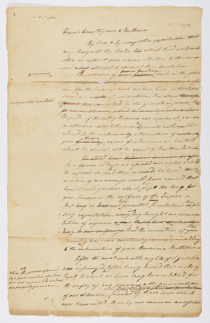 Page 1 of the manuscript penned by Robert R. Livingston, a Founding Father of the United States of America. Keno Auctions image.