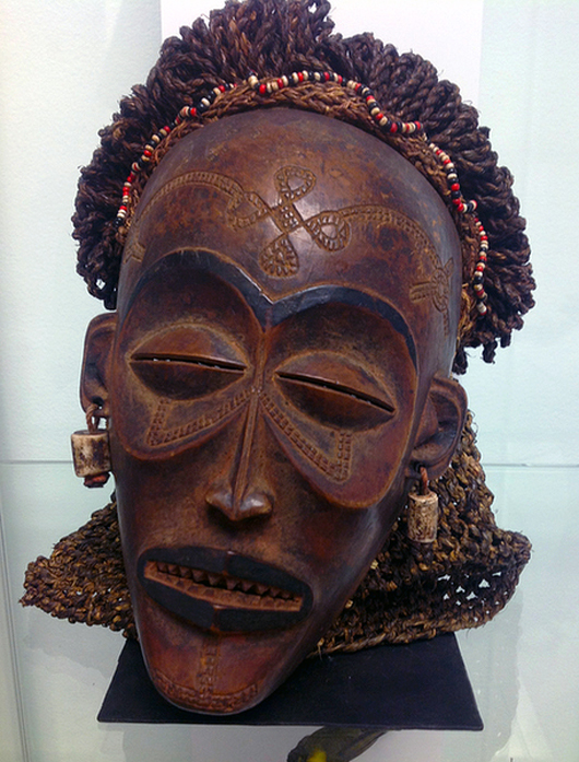 Rare 19th century Chokwe African mwana pwo mask. Beaux Auctions image.