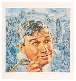 Charles Banks Wilson offset litho print of Will Rogers. Image courtesy of LiveAuctioneers.com Archive and Dirk Soulis Auctions.