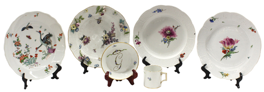 Meissen plates will be offered including a Kaikemon decorated example. Clars Auction Gallery image.