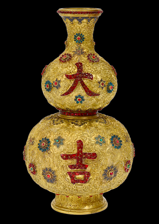 Lot 439 – Chinese gilt bronze Da Ji vase. Auction Gallery of the Palm Beaches Inc. image.