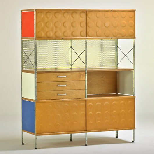 Lot 600 – Charles and Ray Eames/Modernica, ESU cabinet. Estimate: $800-$1,000. Rago Arts and Auction Center image.