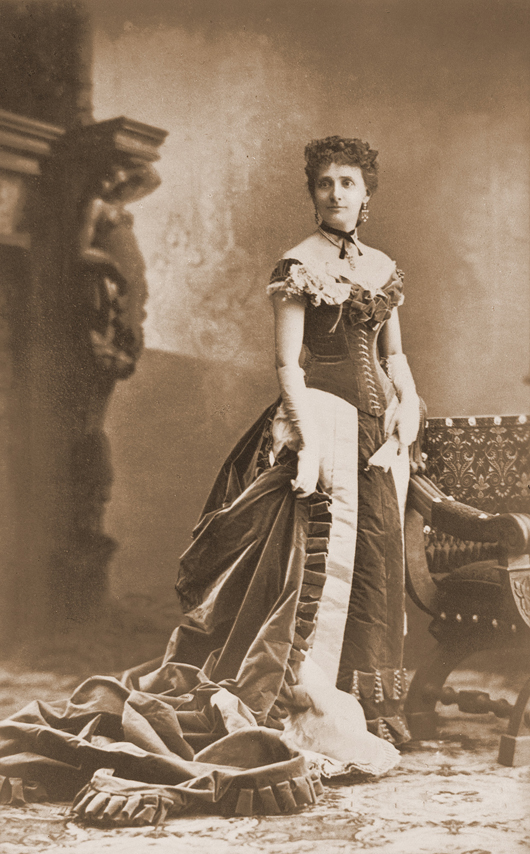 Mrs. Lucius Fairchild wearing the Worth-designed gown. Wisconsin Historical Society image.