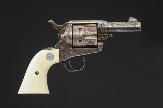 Colt .45 caliber single-action Army 2nd generation Sheriff’s Model revolver. Estimate $8,000-$12,000. Morphy Auctions image.