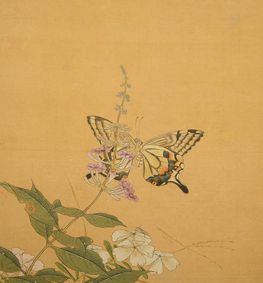 Attributed to Jiang Pu (1708-1761), album of 10 paintings of insects and flowers. Price realized: $44,250. Michaan’s Auctions image.