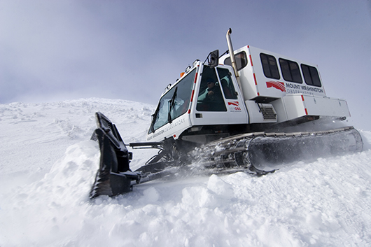 Mount Washington Observatory uses a 2-ton snowcat to access the peak in winter. The new museum will feature a snowcat simulator that invites summer visitors to 'pilot' the vehicle up the mountain. Each of these photos portrays the winter experience, which Extreme Mount Washington will convey to summer visitors. Mount Washington Observatory image.
