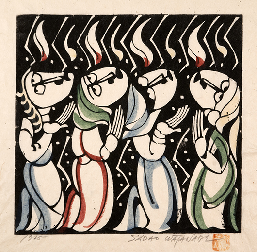 Sadao Watanabe, Pentecost, 1965, stencil print. Transfer from The Pennsylvania State University Libraries Print Collection, 2009.346.