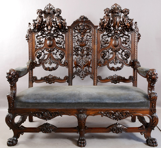 Italian settle. Bruhns Auction Gallery image. 