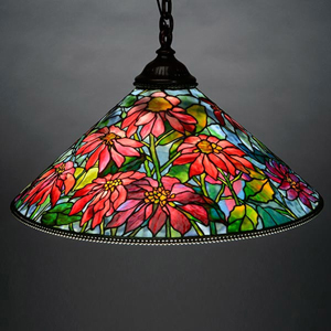 Tiffany Studios Poinsettia chandelier. Sold for $306,800 in May. Michaan’s Auctions image.