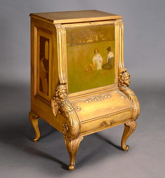 Arthur Matthews music cabinet. Sold for $212,400 in Arts & Crafts Movement auction in October. Michaan’s Auctions image.