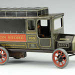 Bing tin wind-up Diamond T truck advertising Boston Store – State, Madison & Dearborn Sts. Est. $2,000-$3,000. Morphy Auctions image.