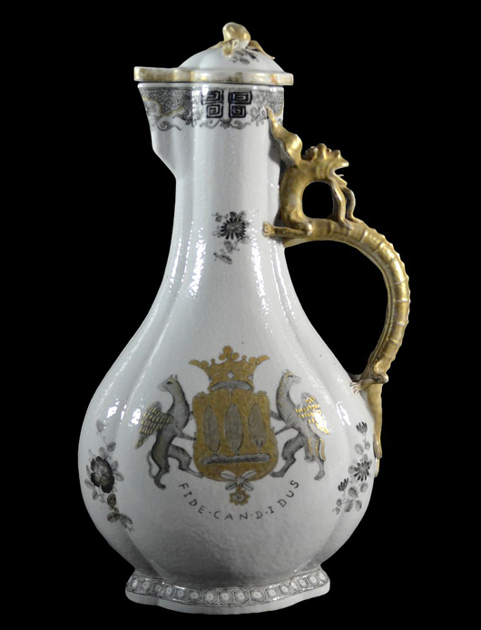 Armorial porcelain from the Swedish Count of Morner, mid-18th century, est. $500-$1,000. Louis J. Dianni LLC image.