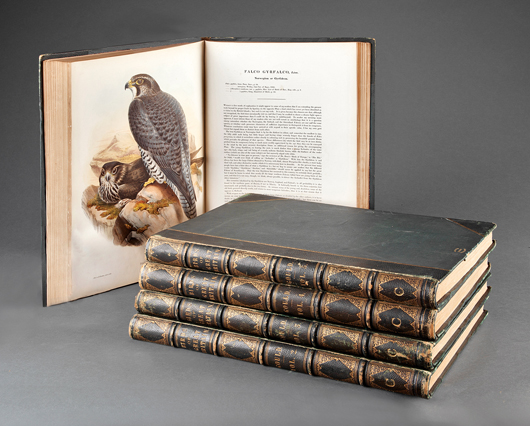 John Gould (English, 1804-1881), ‘The Birds of Great Britain,’ 5 vols., [1862]-1873. Estimate: $25,000-$35,0000. Neal Auction Co. image.