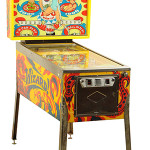 Bally ‘Wizard’ pinball machine with characters from the rock musical ‘Tommy’ portrayed by Roger Daltrey and Ann-Margret, 1975, est. $1,000-$1,500. Morphy Auctions image.