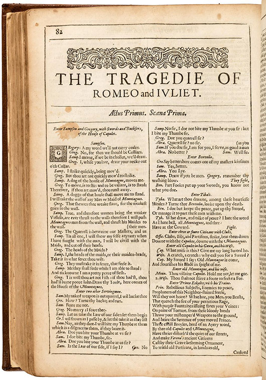 ‘Mr. William Shakespeares Comedies, Histories, and Tragedies,’ published in London in 1632. PBA image.
