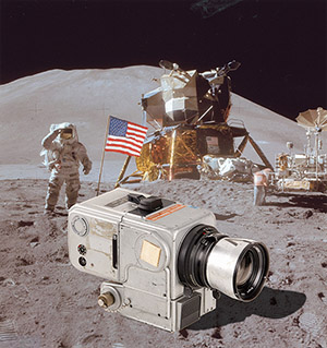 The Hasselblad camera used by astronaut Jim Irwin during the Apollo 15 mission to the moon in 1971. Copyright Westlicht Photographica Auction. Used with permission.