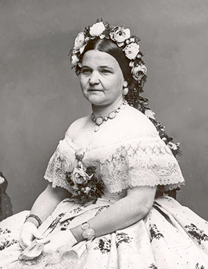 A portrait of Mary Todd Lincoln taken in 1861 by Mathew Brady. Image courtesy of Wikimedia Commons.