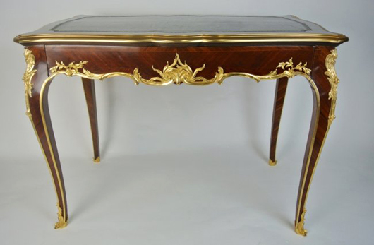 Fine 19th-century ormolu mounted desk by Francois Linke, 46 inches long x 29 inches wide x 30 inches high. Estimate $7,000-$9,000. Don Presley Auctions image.
