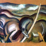 Franz Marc (1880-1916), 'Pferde in Landschaft' (Horses in Landscape), gouache on paper, one of the paintings found in Gurlitt's flat. Image courtesy of Wikimedia Commons.
