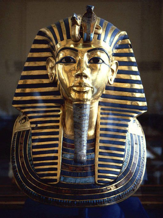 The most famous of all gold mummy masks discovered in Egypt is the funeral mask of King Tutankhamun (circa 1332-1323 BC), which is part of The Egyptian Museum Collection. Image by Jon Bodsworth.