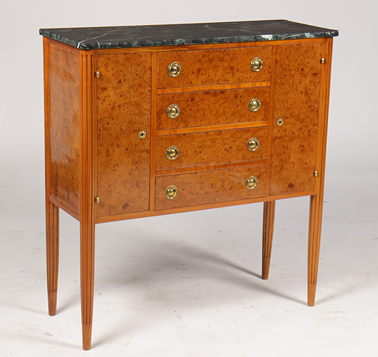 French burled walnut Ruhlmann-inspired cabinet. Kamelot Auctions image.