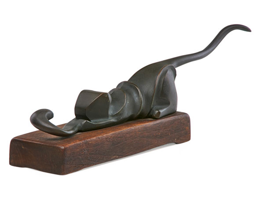 Lot 728: Wharton Esherick, rare sculpture, ‘Cat with Snake.’ Estimate: $20,000-$30,000. Rago Arts and Auction Center image.