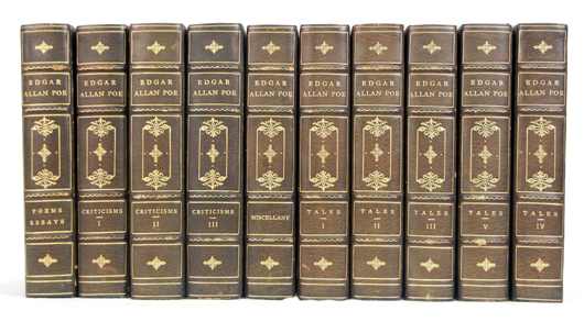 10-volume set ‘The Complete Works of Edgar Allan Poe,’ ex M.C. ‘Max’ Gaines collection. Est. $750-$1,500. Stephenson’s image.
