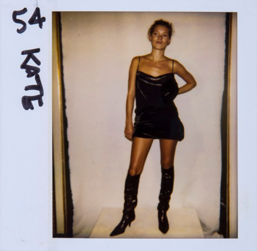 Polaroid of model Kate Moss taken by designer Tom Ford. Dreweatts & Bloomsbury Auctions image. 