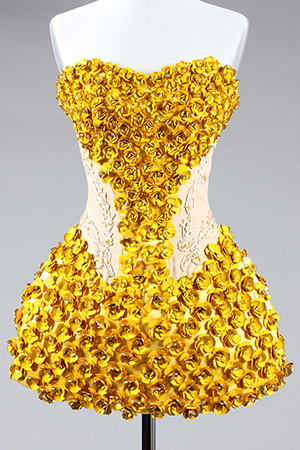 Fine and important Alexander McQueen enamelled metal 'buttercup' dress, 'Natural Distinction, Un-Natural Selection' collection, Spring-Summer, 2009. Sold for £3600 at Kerry Taylor Auctions, London, December 3, 2013. Kerry Taylor Auctions image.