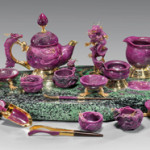 16-piece carved ruby matrix dragon tea set. Estimate $160,000-$180,000. I.M. Chait image.