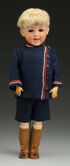 Gebr. Heubach 5636 ‘Laughing’ doll, 17in, est. $1,200-$1,800. Morphy Auctions image.